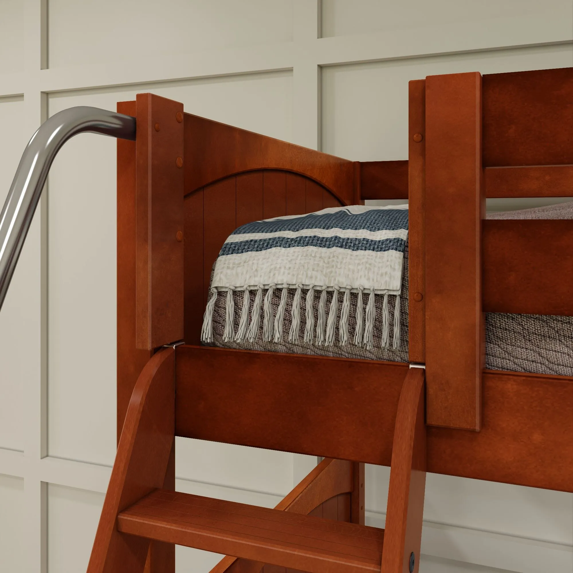 Twin High Corner Bunk with Angled Ladder and Stairs