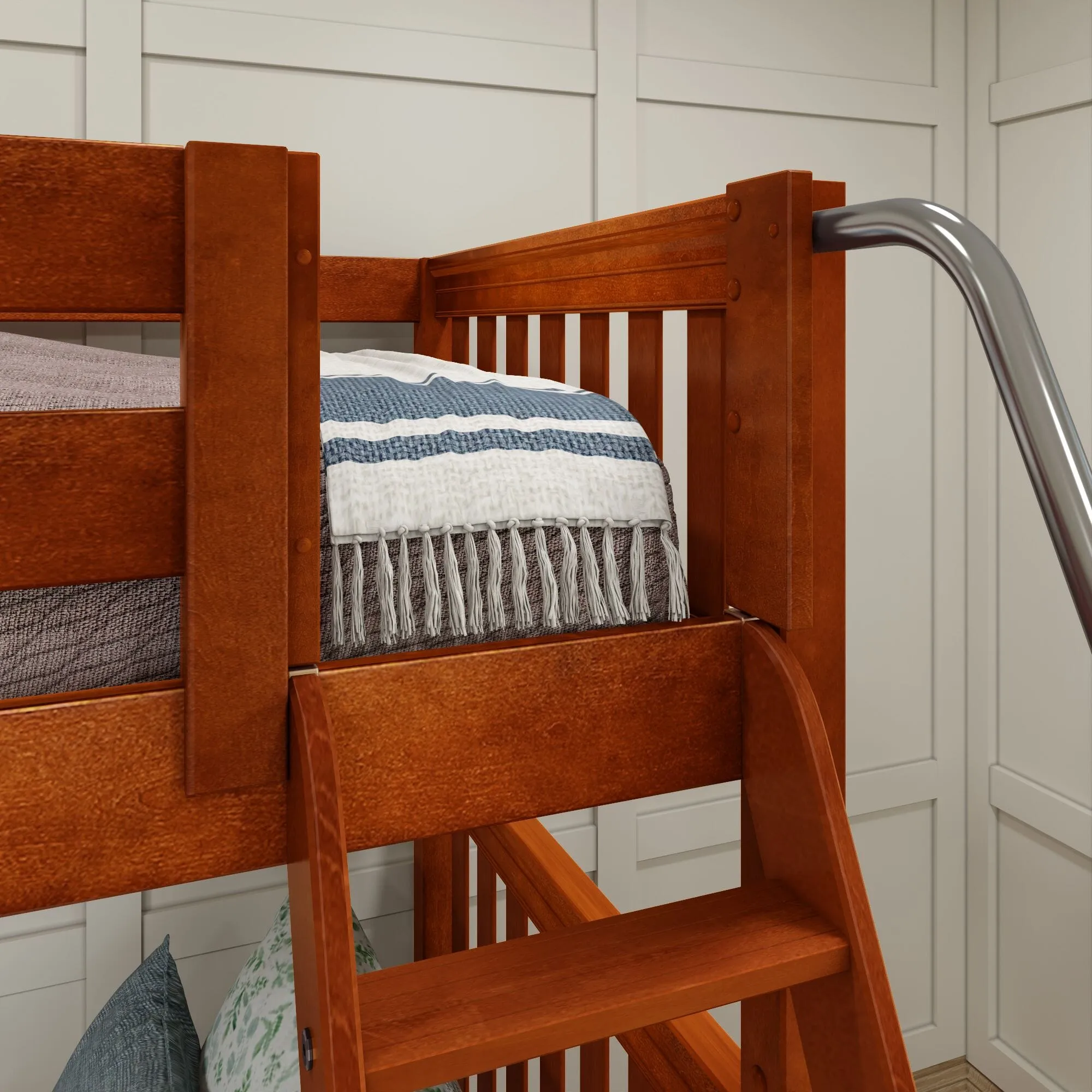 Twin High Corner Bunk with Angled Ladder and Stairs