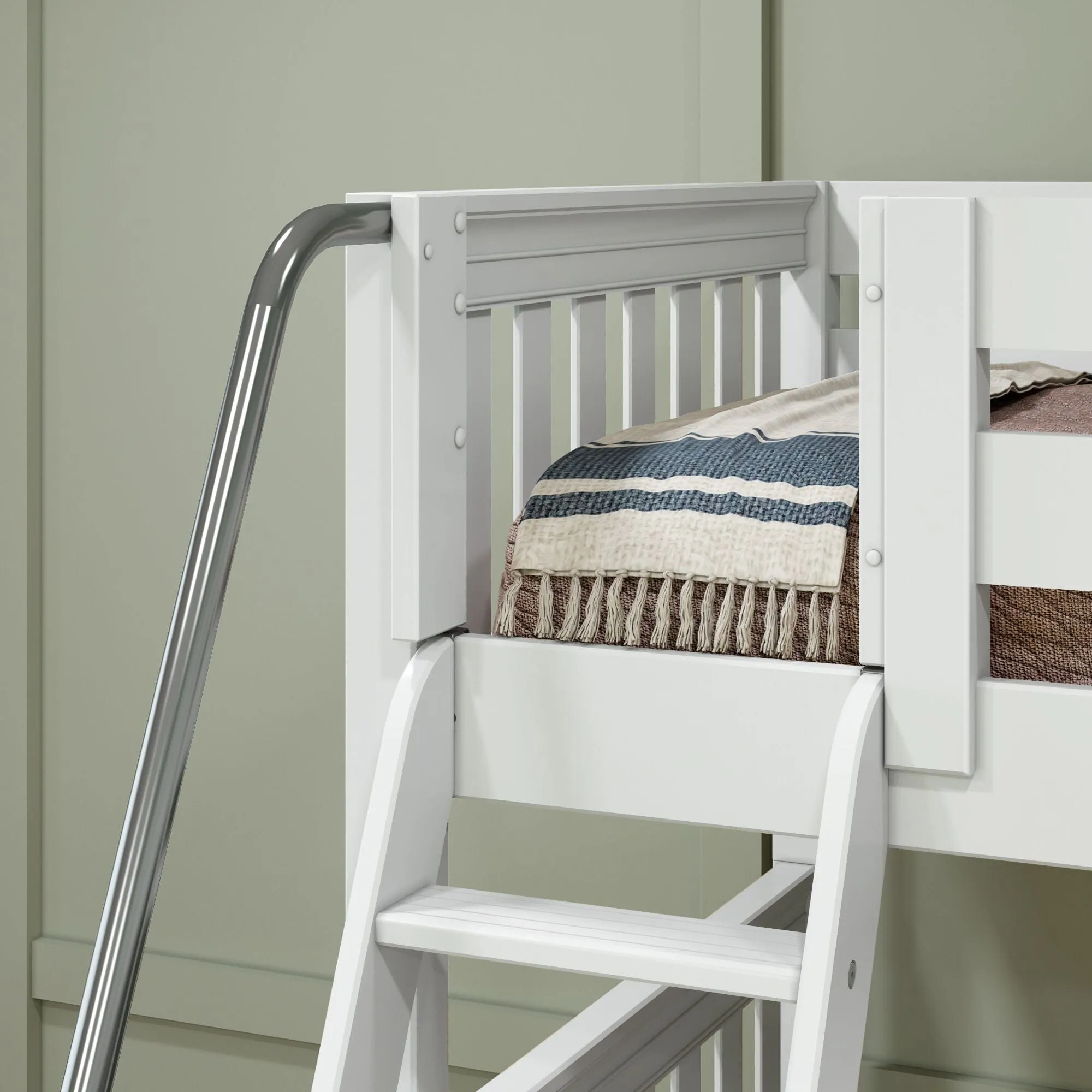 Twin High Corner Bunk with Angled Ladder and Stairs