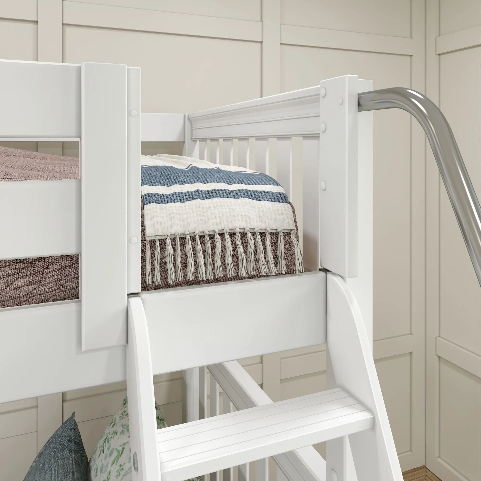 Twin High Corner Bunk with Angled Ladder and Stairs