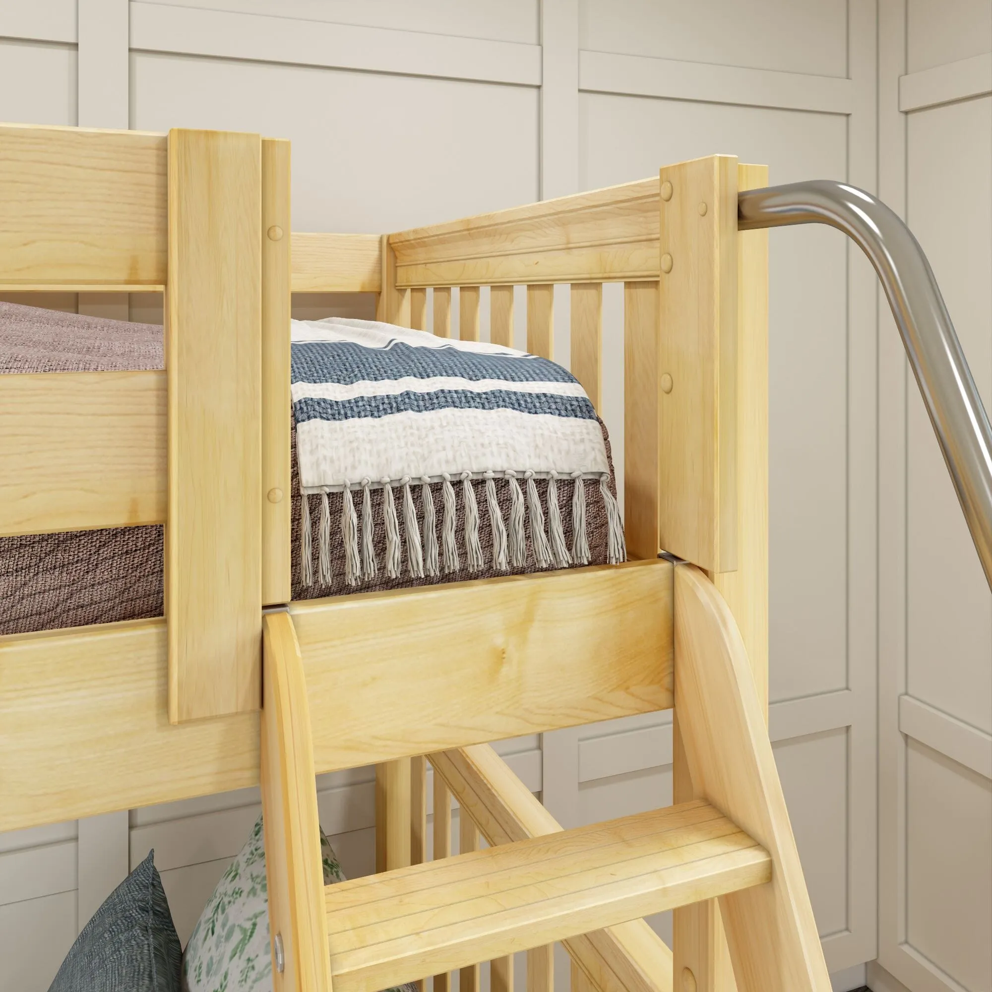 Twin High Corner Bunk with Angled Ladder and Stairs