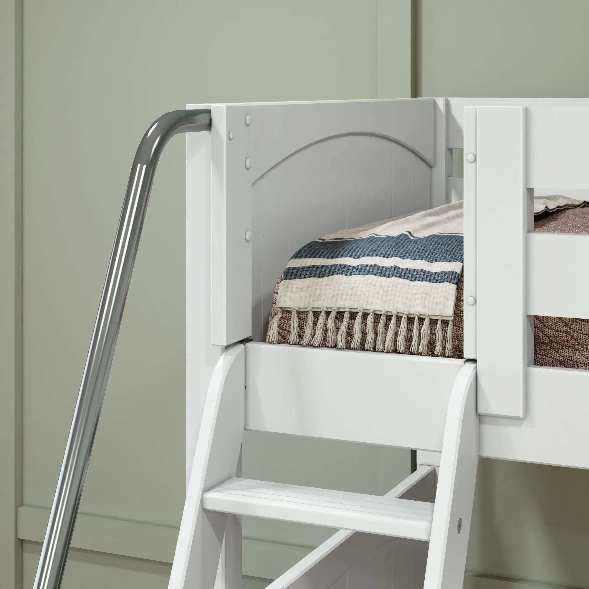 Twin High Corner Bunk with Angled Ladder and Stairs