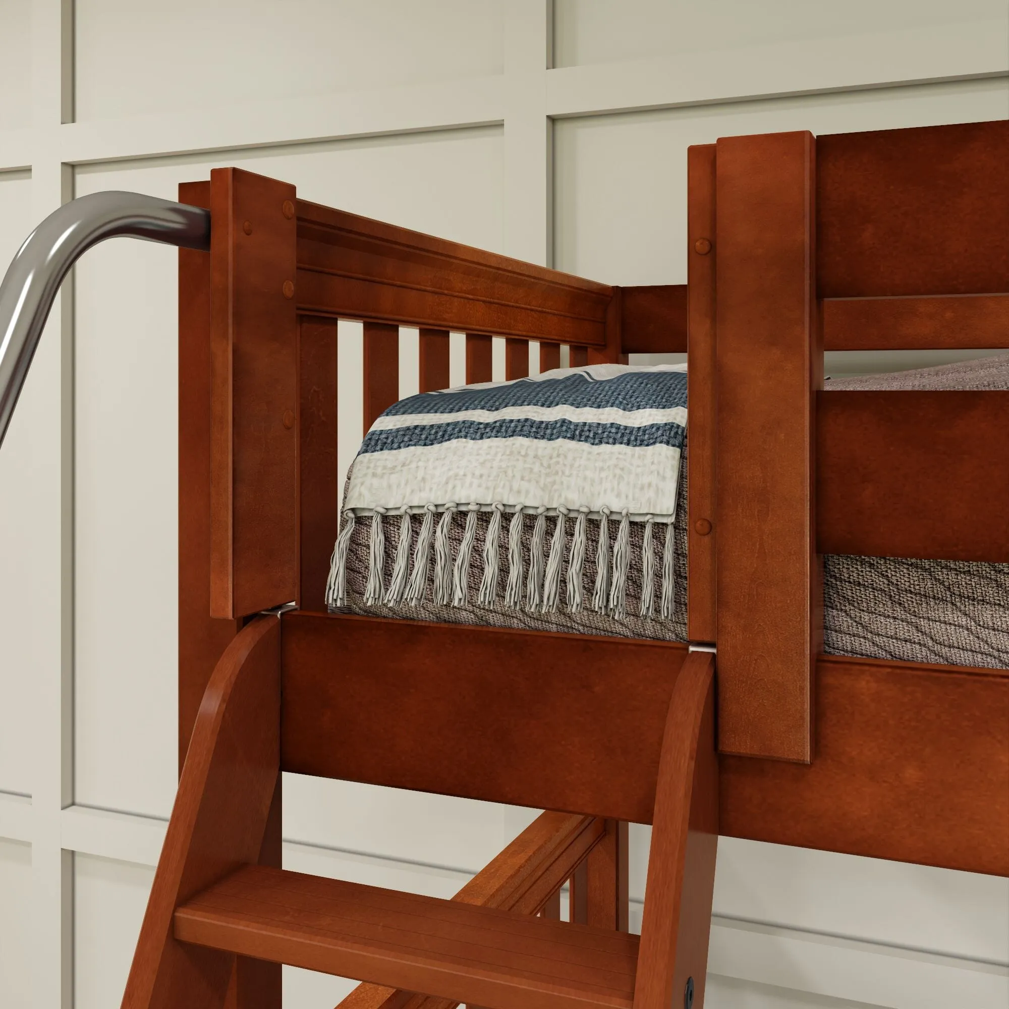 Twin High Corner Bunk with Angled Ladder and Stairs