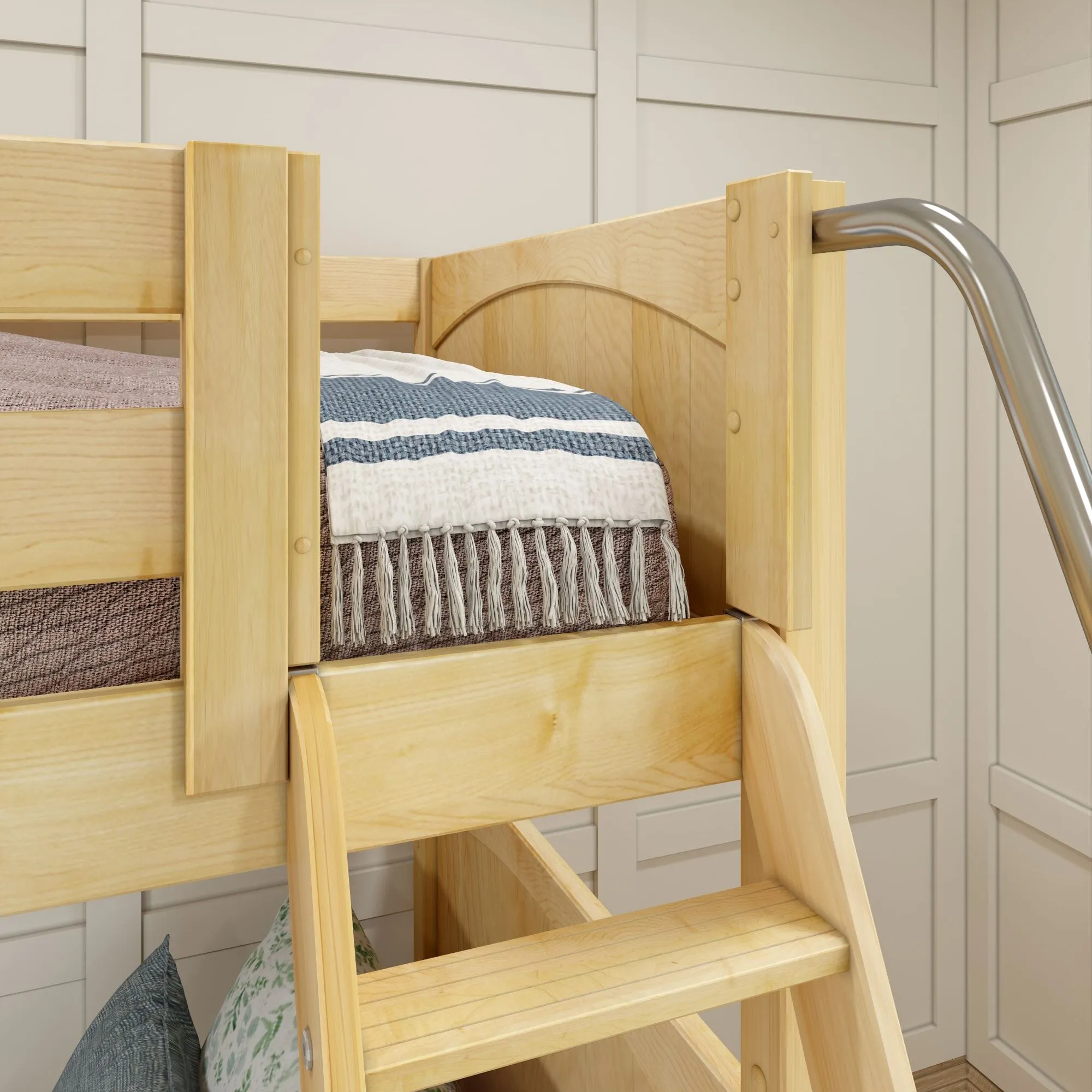 Twin High Corner Bunk with Angled Ladder and Stairs