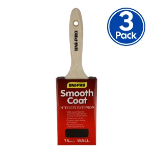 UNi-PRO Smooth Coat Brush 75mm x 3 Pack Interior Exterior Trade